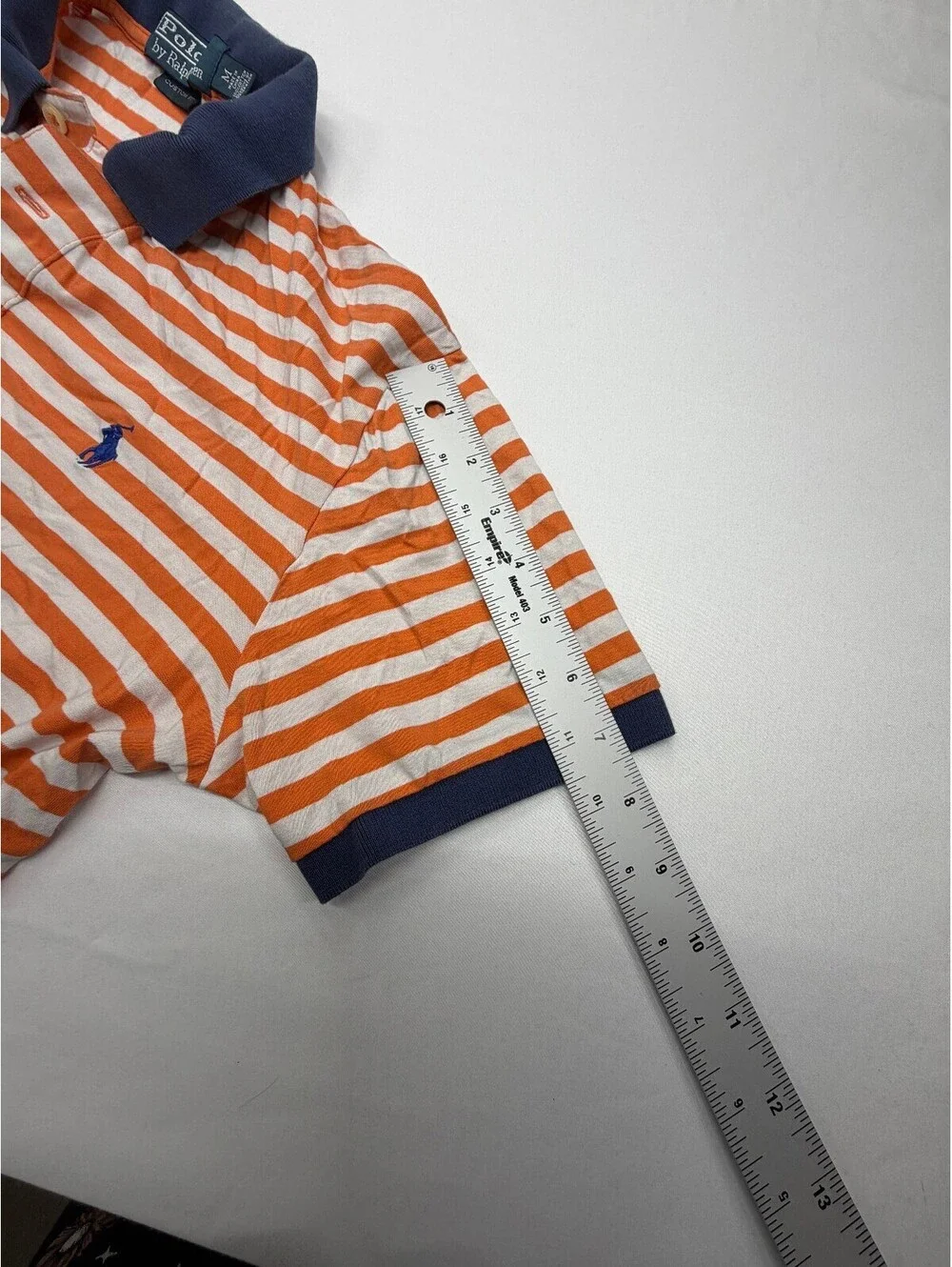POLO Ralph Lauren Men's Polo Shirt Striped Short Sleeve Size Large Orange